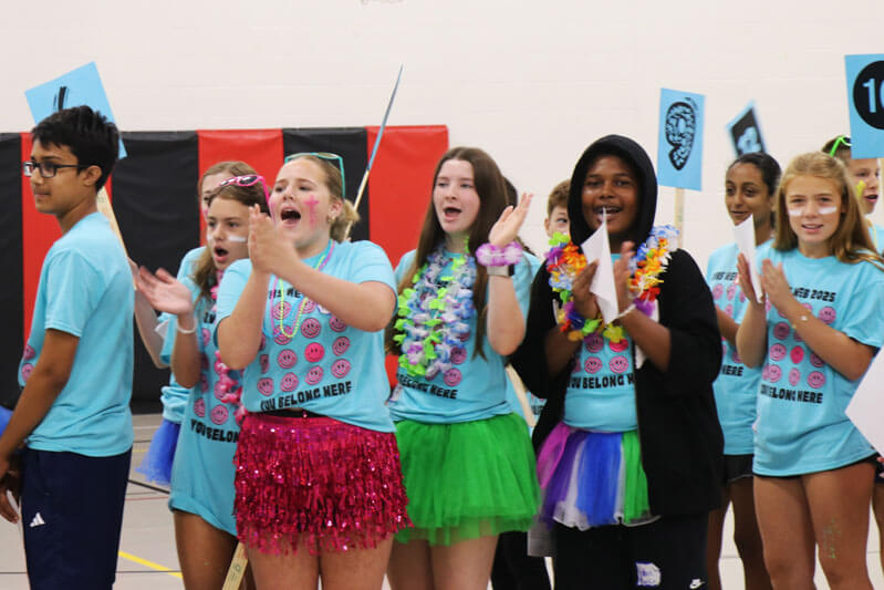 Rockwood Valley students cheer each other on at a school-wide pep assembly
